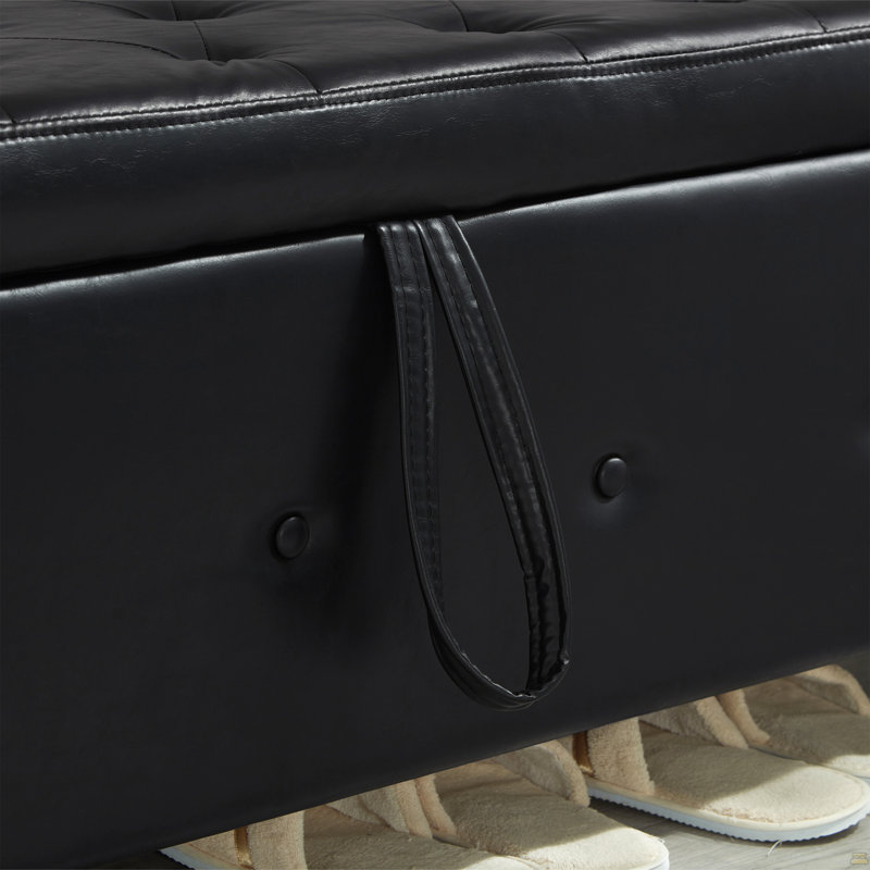 Repose-pieds polyvalent rembourré en polyuréthane avec rangement spacieux, assemblage facile et utilisation multifonctionnelle pour les salons et les chambres à coucher.