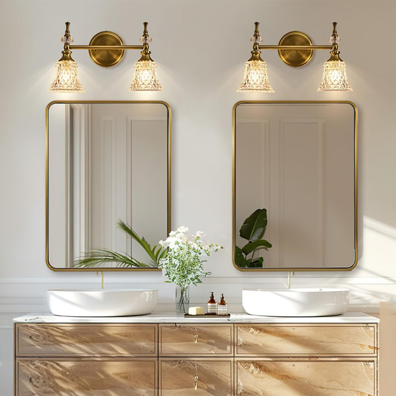 Contemporary Rectangle Bathroom Vanity Mirror | Stainless Steel Thick Frame, 40" x 30", Brushed Gold