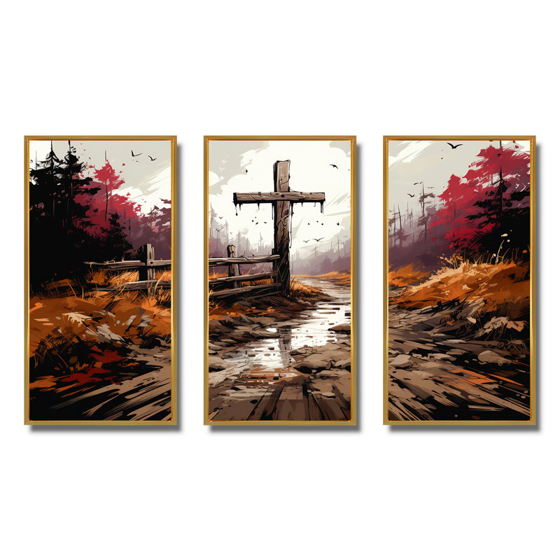 «Christian Serenity», art mural mural, Cadre flottant doré, H 28 po x l 36 po x P 1 po