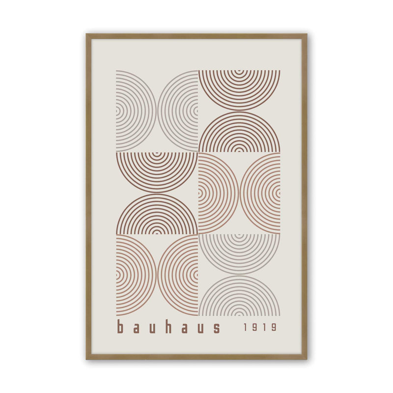 «Brown Bauhaus Composition I», impression roulée, Reproduction encadrée sans passe-partout, Or brossé