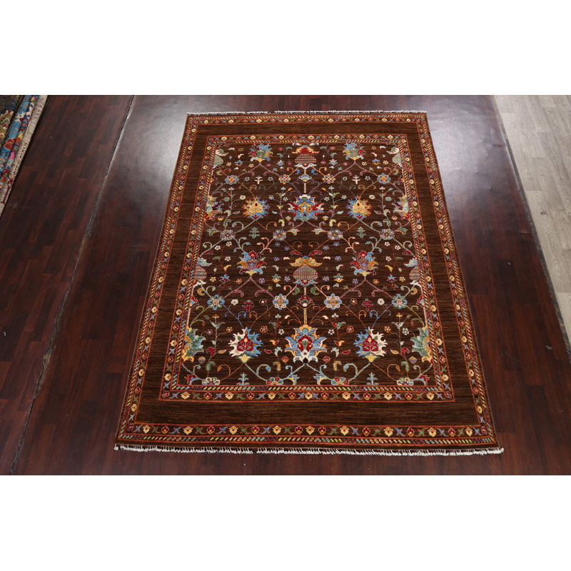 Tapis oriental 100% floral à teinture végétale Ziegler noué à la main 8 x 10