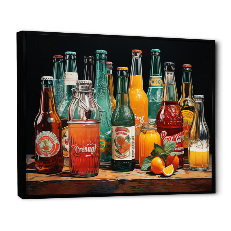 Pop Art 1950S Cocktail Emotion III, reproduction d'art sur toile, 30" H x 40" W, Cadre flottant noir
