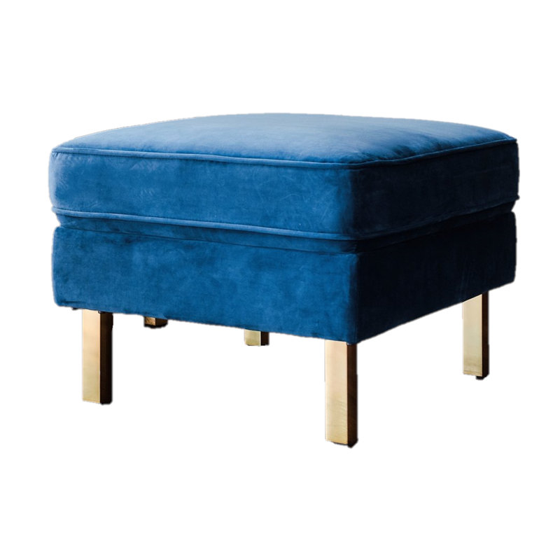 Repose-pieds rembourré avec repose-pieds rectangulaire et repose-pieds, Velours bleu