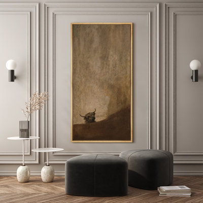 Moody Minimal Highland Cow Rustic Farmhouse Wall Decor Extra Large Pictures Framed Canvas Print Wall Art