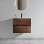 Meuble-lavabo mural en noyer avec lavabo en céramique, un trou de robinet, grand rangement, design moderne