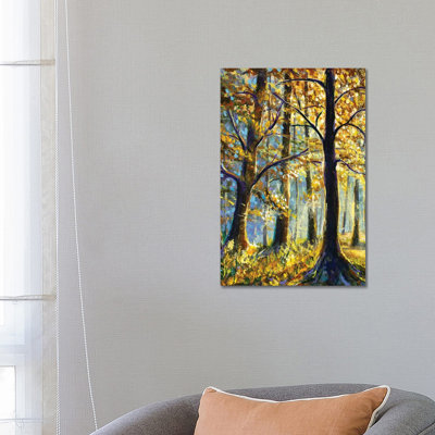 Large Trees In A Sunny Forest by Valery Rybakow - Wrapped Canvas Print