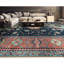 Tapis bleu et rouge noué à la main de haute qualité