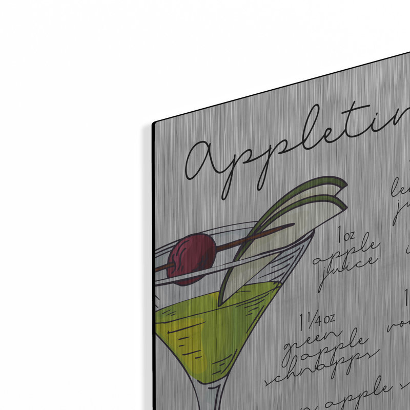  «Appletini Recipe» par Susan Ball, art mural en métal, 16 po x 24 po, H 24 po x l 16 po
