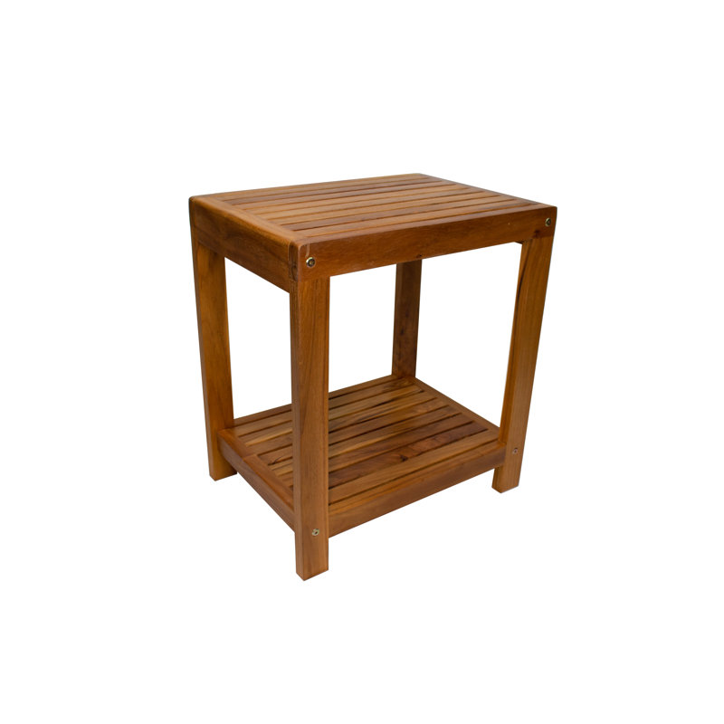 Nordic Teak 18" Natural Shower and Bath Spa Bench with Shelf