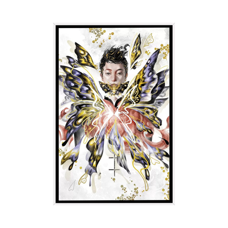 Devil by Sija Hong - Painting on Canvas, 66.04 cm H x 45.72 cm W, White Framed