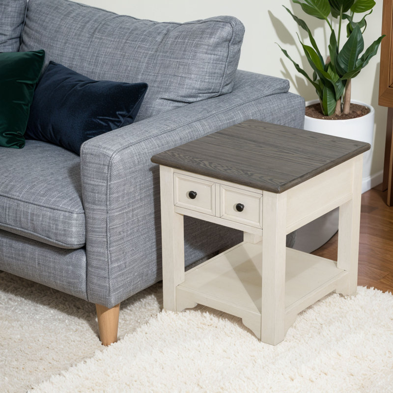 Table de bout Farmhouse - Style rustique, facile à assembler, avec tiroirs de rangement - Parfait pour le salon et le vestibule