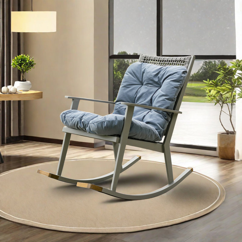 Chaise berçante ergonomique avec accoudoirs en aluminium