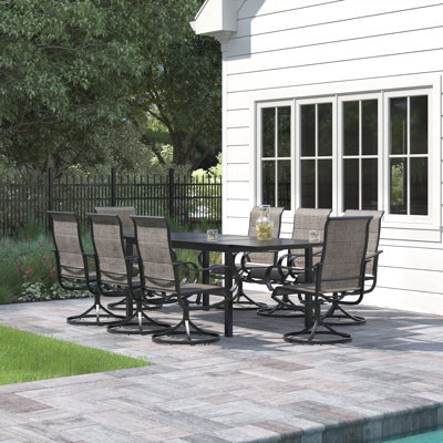 Leonard 8 - Person Patio Dining Set Extendable Rectangular Table