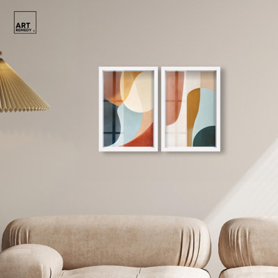 Ensemble d'art abstrait moderne « Desert Arches » en cadre-boîte par Art Remedy, cadre noir, 10 x 15