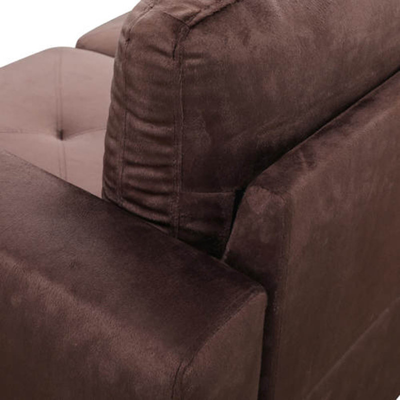 Halid Wide Sofa & Chaise with Ottoman, Left Hand Facing, Light Gray Microfiber