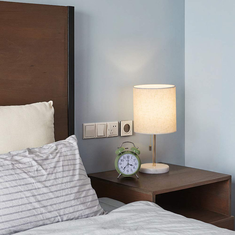 Lampe de chevet blanche 16 po Elgin, Gold, Lin lin