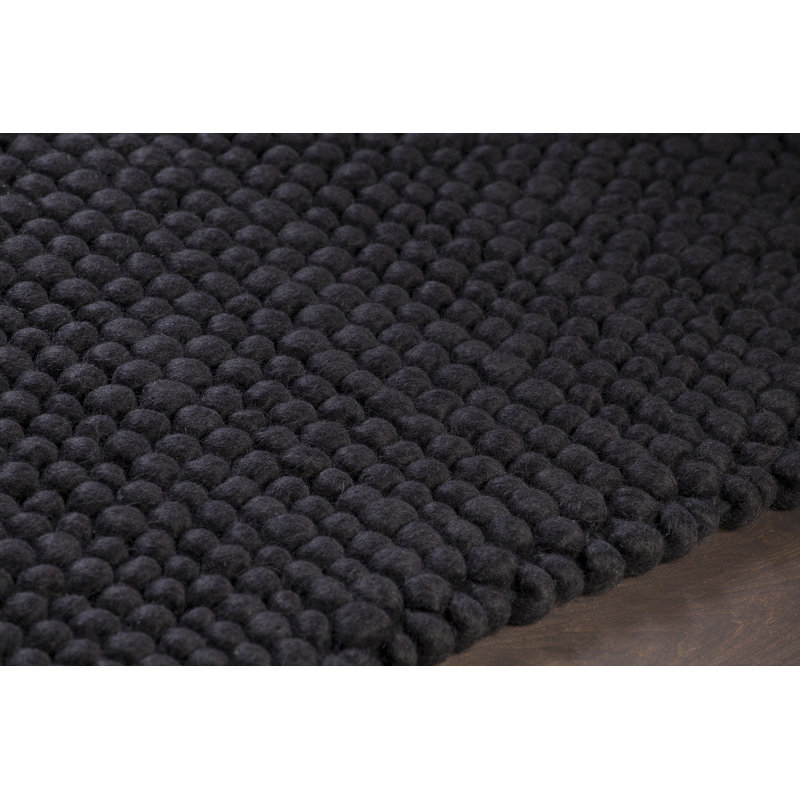 Quina Wool Area Rug in Black, Rectangle 9' x 13'