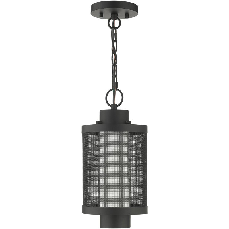 Light Pendant Opal White Glass Shade, 17.5" H x 9" W x 9" D, Black