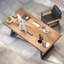 Bureau rectangulaire brun et noir en bois massif et fer-836318458