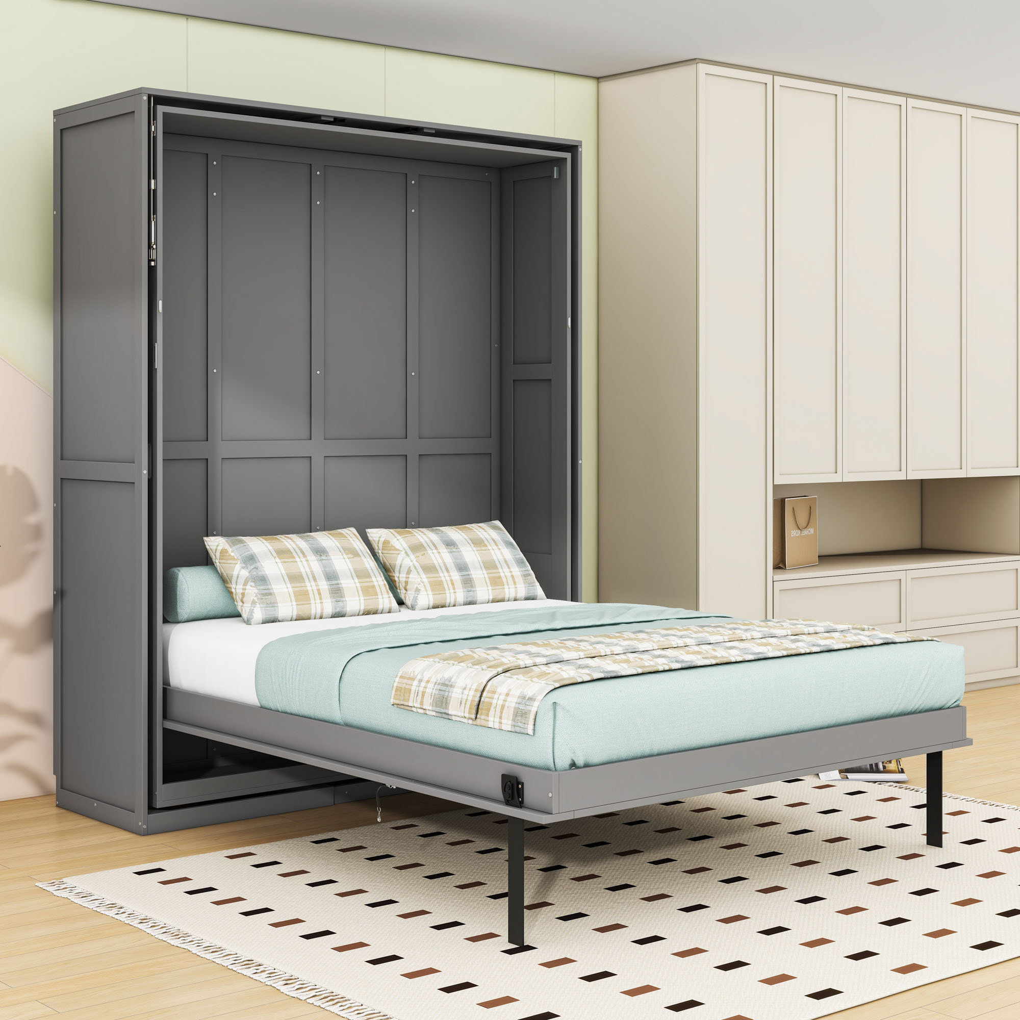 Latitude Run® Queen Murphy Bed with Hidden Storage Racks | Wayfair