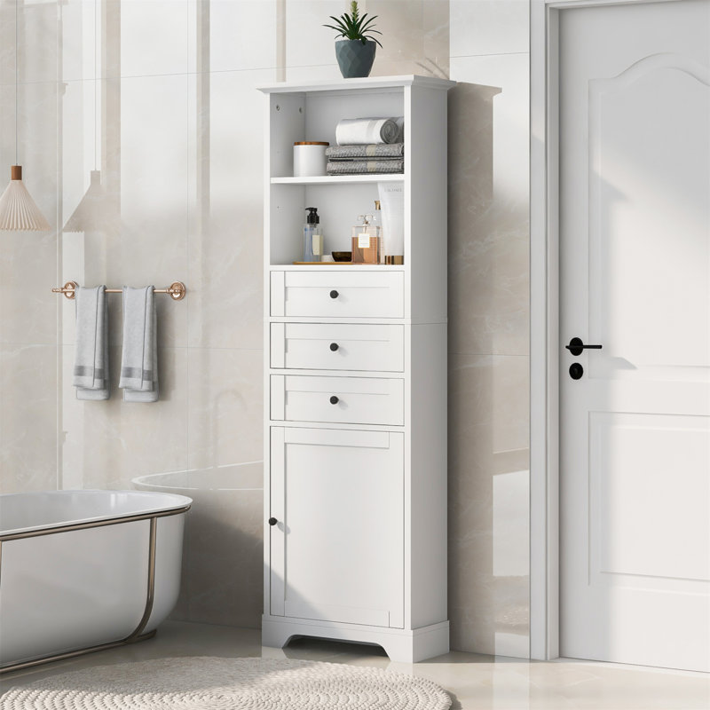 Versatile Tall Storage Cabinet With Multiple Compartments For Various Spaces, White