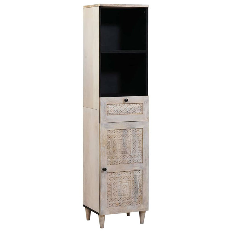 Solid Wood Bathroom Cabinet, White