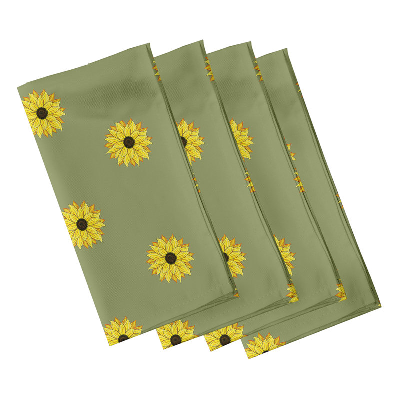 Chrisaun Polyester Floral Square Napkin, Green