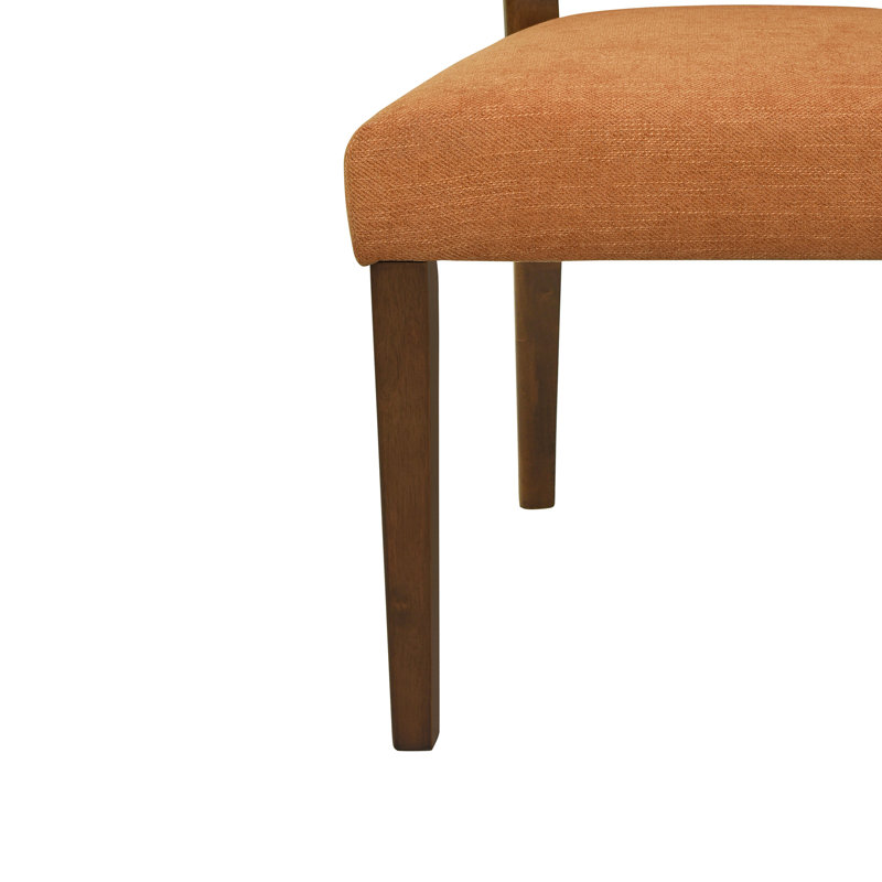 Callan Mid-Century Modern Dining Chairs With PE Rattan Backs, Walnut, Walnut