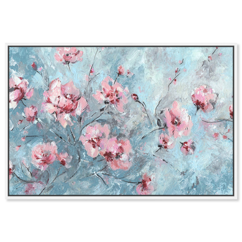 Bloom Season Pastel Abstract Canvas Art with White Frame