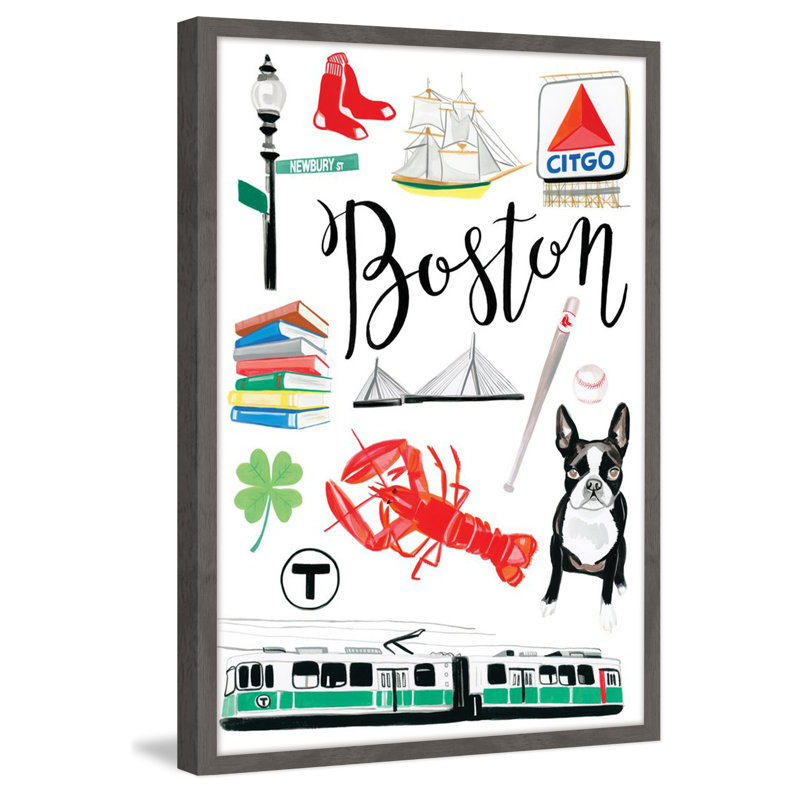 « boston icons », impression encadrée, H 24 po x l 16 po, Cadre noir
