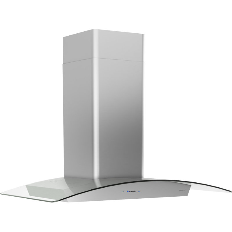 36'' Stainless Steel Convertible Island Range Hood with Glass Canopy
