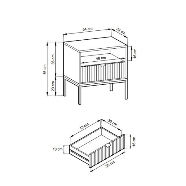 Icilia 1 Drawer Bedside Table, Black