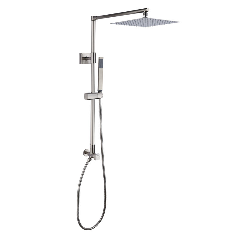 Fennocasa Polaris Lux Rain Shower System, includes 10” Square Rainfall Shower Head and Handheld Shower Combo (2.5 GPM Brushed Nickel)