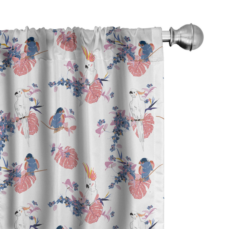 Paire de rideaux semi-transparents avec passe-tringle Birds, 28 po x 63 po