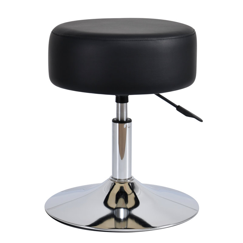 PVC Leather Upholstered Accent Stool, Black
