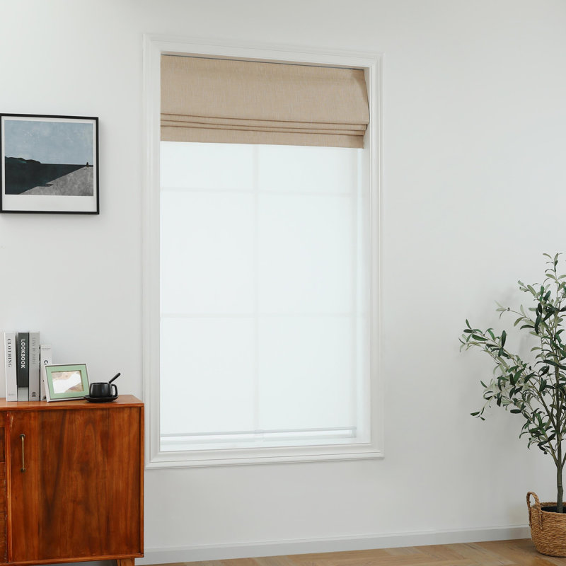 Store romain sans cordon à double couche, Beige, L 27 po x L 64 po