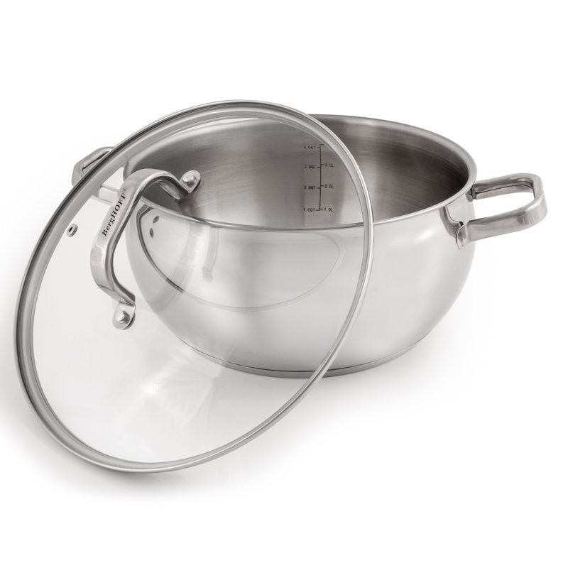 Belly Shape 7-Piece Stainless Steel Cookware Set with Glass Lids