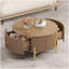 Table basse ronde moderne avec 2 grands tiroirs de rangement, brun, 31,5 po-1585054093-1585054095