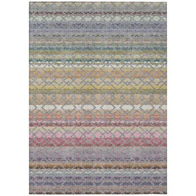 Machine Washable Indoor/Outdoor Chantille ACN2531 Stripes Rug