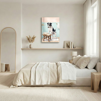 Chien lisant sur toile, ensemble de 1 reproduction d'art sur toile
