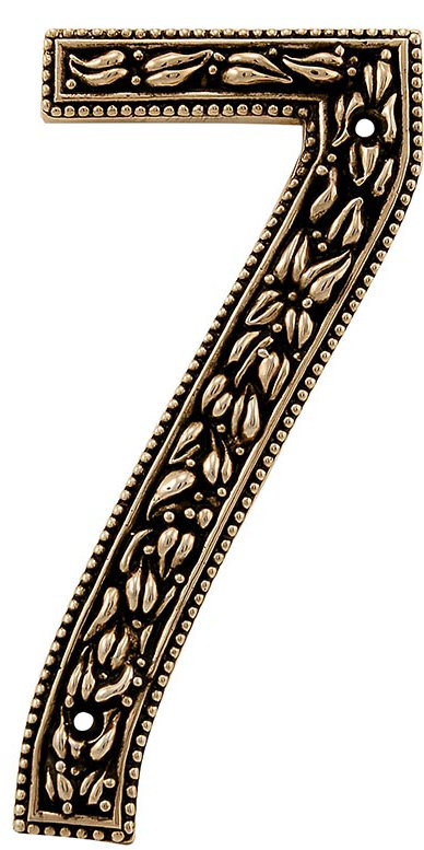 5 in. San Michele House Number, Antique Gold, 7
