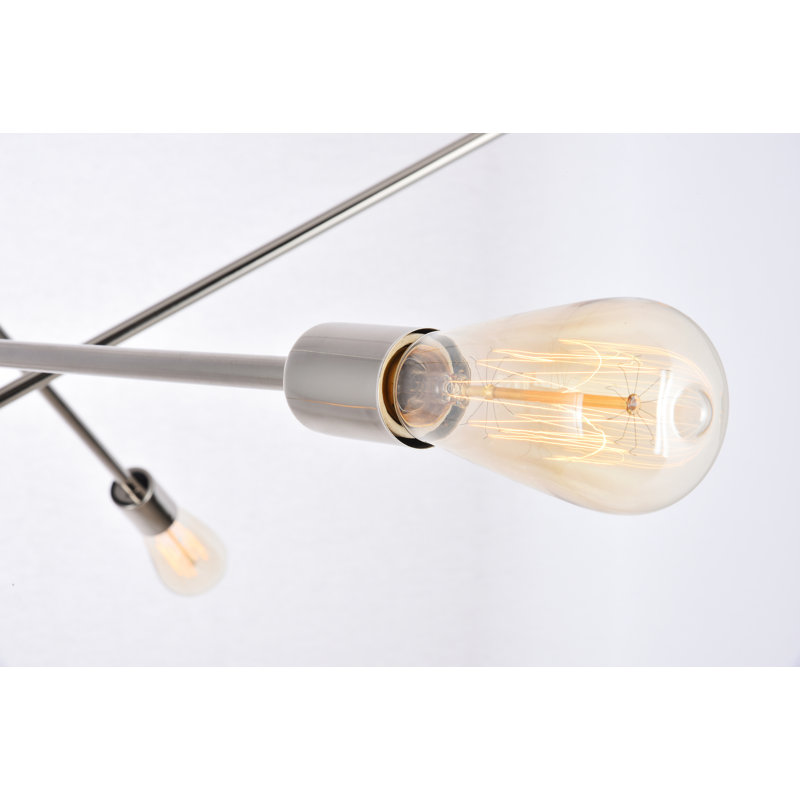 Whelchel 6-Light Dimmable Sputnik Chandelier, 82" H x 55" W x 55" D, Polished Nickel