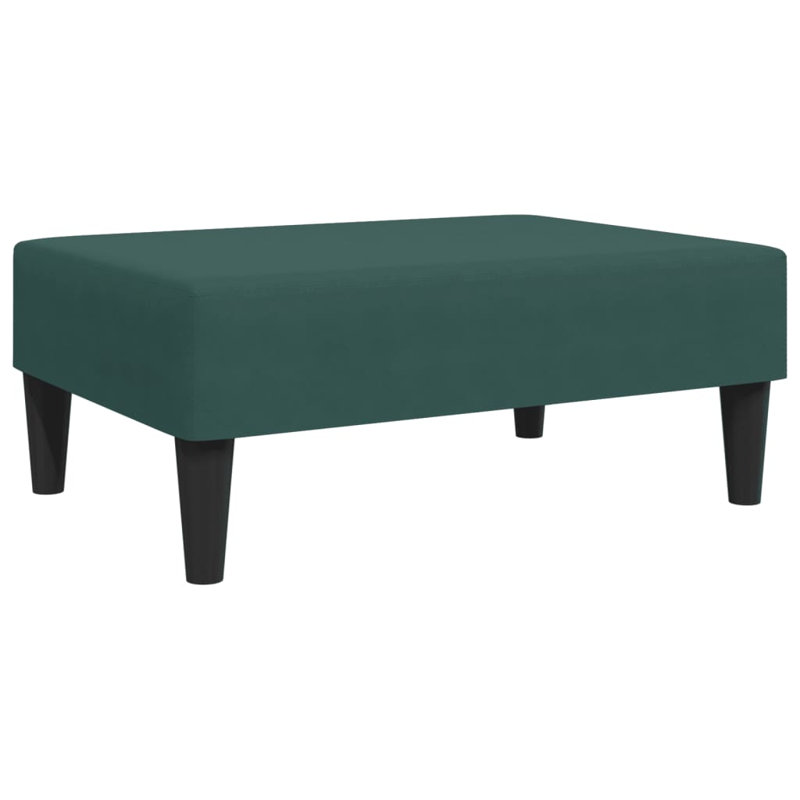 Aengus Upholstered Ottoman, Black, Dark Green Velvet