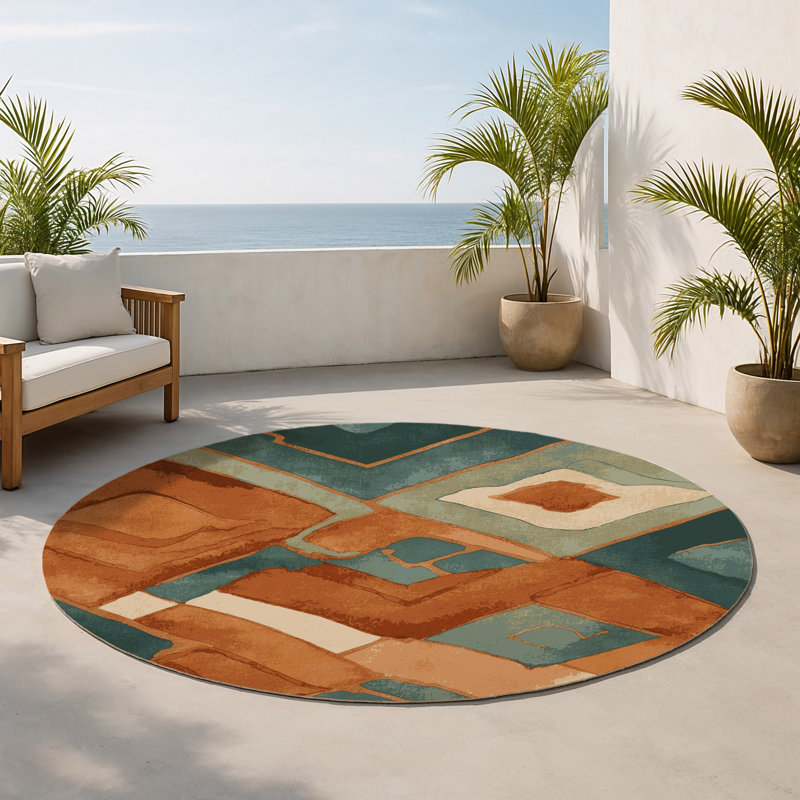 Tapis intérieur et extérieur Verdant Voyage, Rond 5 pi