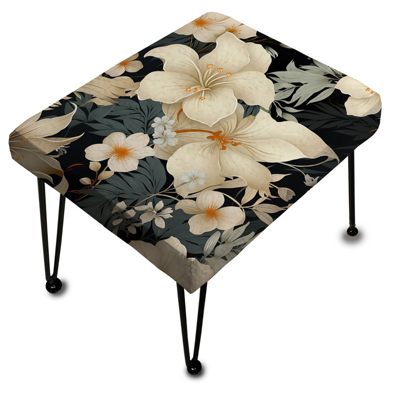 Miroir neutre avec motif tropical - repose-pieds rectangulaire tropical