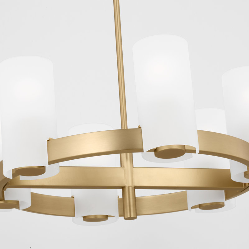 Grand lustre Rhode, H 8,5 po x l 23,5 po x P 23,5 po, Laiton satiné