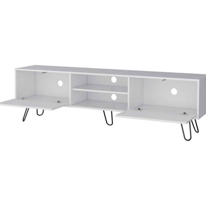 Contemporary White Tv Rack For 55" - Sleek Exterior & Practical Interior Elegant Stand Drawer Storage Modern Appearance