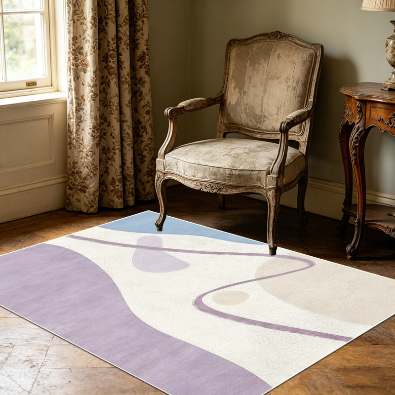 1PC Minimalist Pastel Abstract Curve Pattern area rugs for Living Room, Soft and Comfortable, Suitable for all seasons, easy-to-maintain, machine washable Indoor floor mat, Under Table Farmhouse suitable for dining table, bedroom, entryway, home...