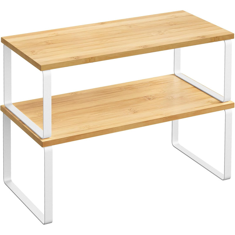 Étagère de rangement pour armoire, ensemble de 2, Naturel / Blanc