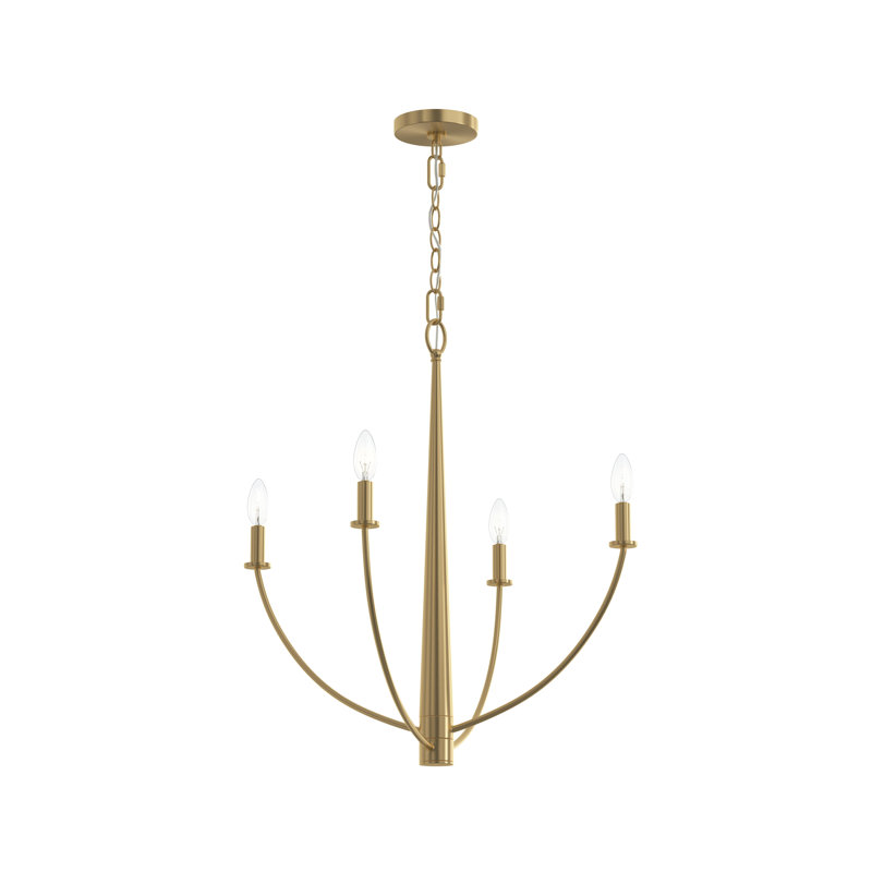 Lustre moyen à quatre lumières Jheni, Or brossé, 24